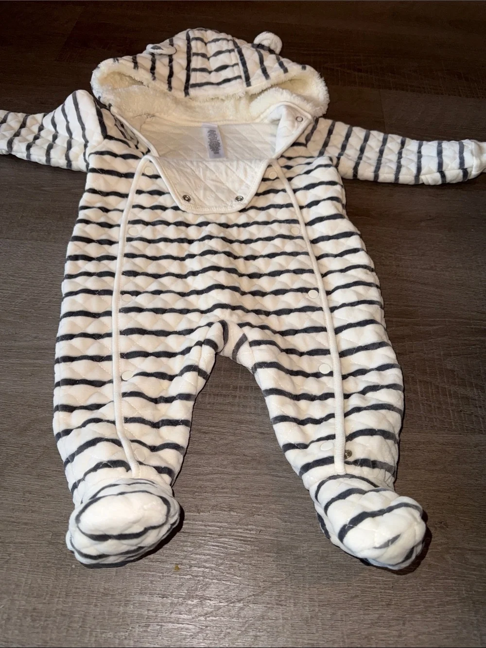 Nordstrom Baby Striped Quilted Fleece-Lined Winter Snowsuit Bunting (3-6M)